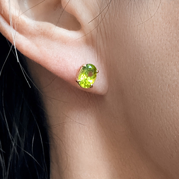 Oval Peridot Stud Earrings