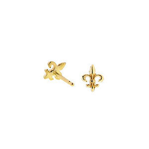 14k Two-tone Gold Filigree Fleur-d-lis Fish Hook Earrings. 