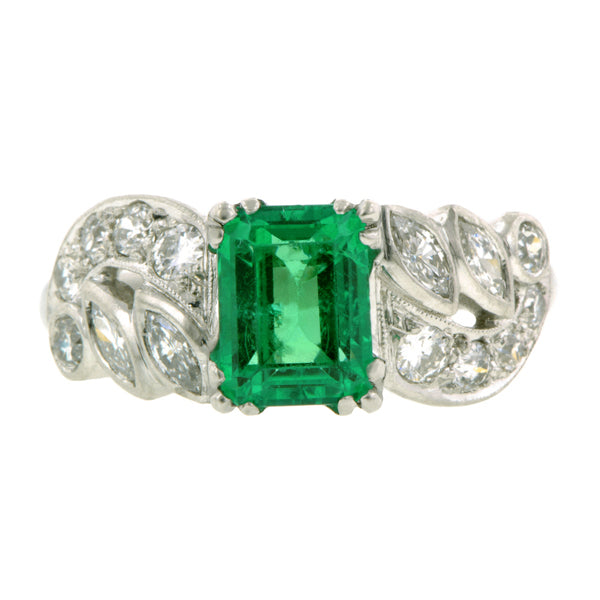 Vintage Emerald & Diamond Ring, EM 1.23ct:: Doyle & Doyle