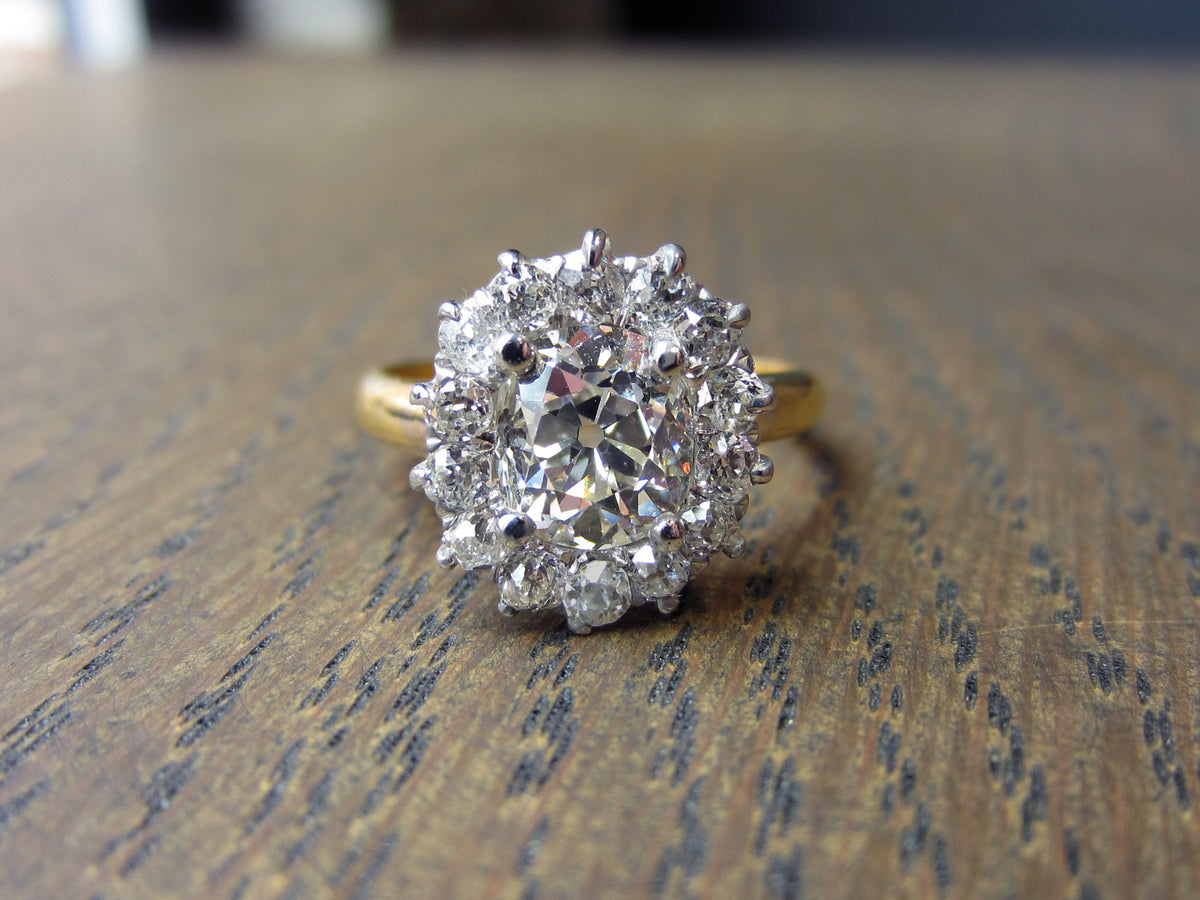Antique Diamond Cluster Engagement Ring, Old Mine 1.25ct:: Doyle & Doyle