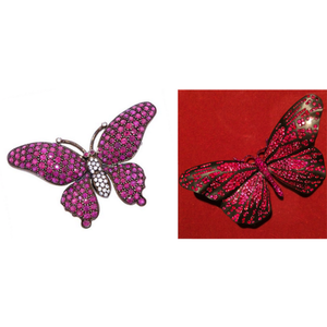Doyle & Doyle Estate Pink Sapphire and Diamond Butterfly Pin from Doyle & Doyle