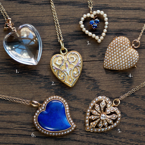 Vintage and antique heart pendants from Doyle & Doyle.