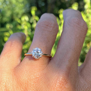 Doyle & Doyle's North Star Diamond Engagement Ring, set with an upcycled vintage Old European cut diamond.