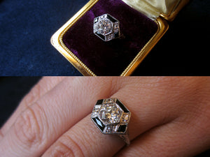 Onyx and Diamond Vintage Ring from Doyle & Doyle
