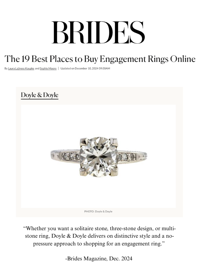 This image shows a vintage engagement ring. The article features the 19 best places to buy engagement rings online.