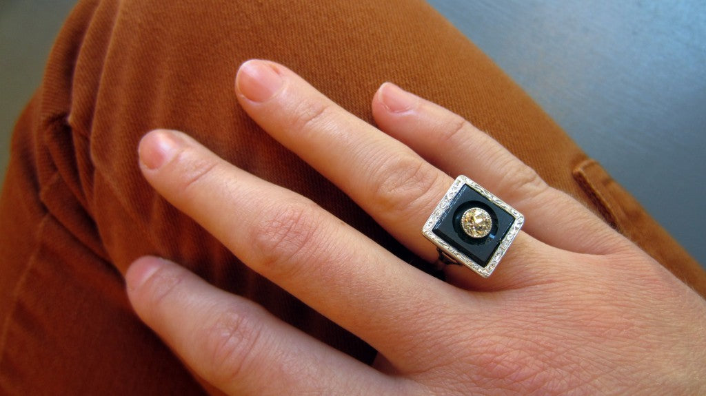 Art Deco Diamond & Onyx Ring