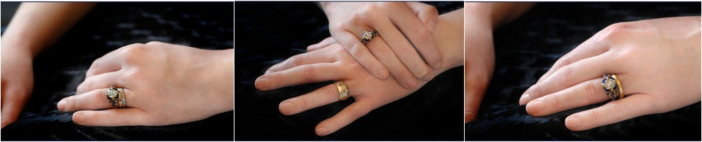 victorian diamond engagement ring and wedding bands
