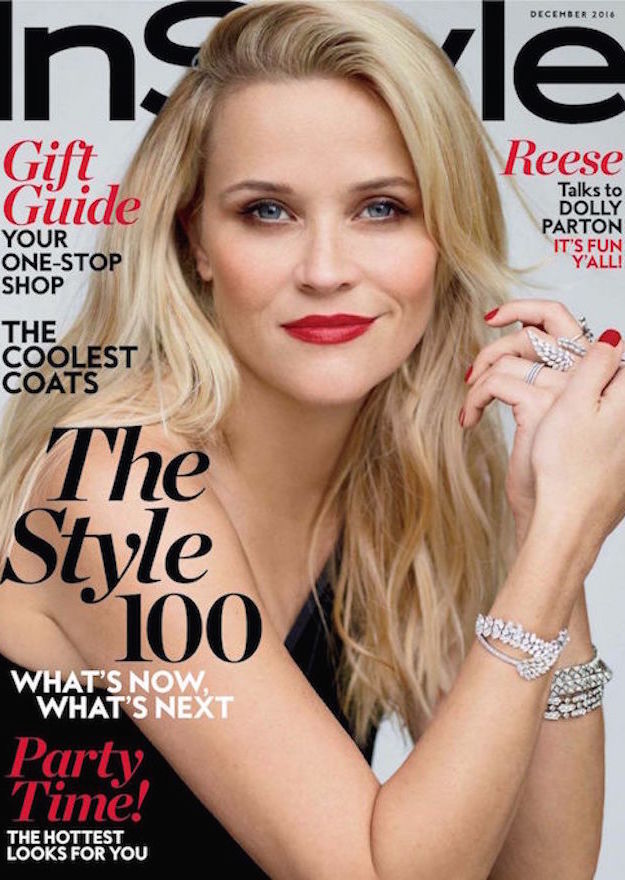 This image depicts Reese Witherspoon in InStyle December 2016