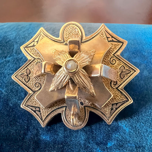 Victorian Taille d'Epargne Pin sold by Doyle and Doyle an antique and vintage jewelry boutique