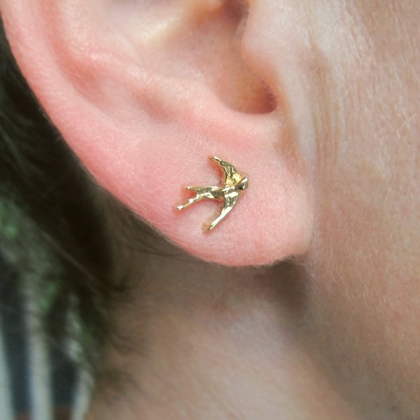 Gold Swallow Stud Earrings, Heirloom by Doyle & Doyle collection