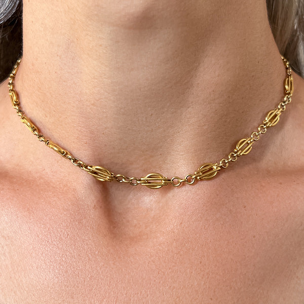Vintage Fancy Link Gold Chain, from Doyle & Doyle antique and vintage jewelry boutique