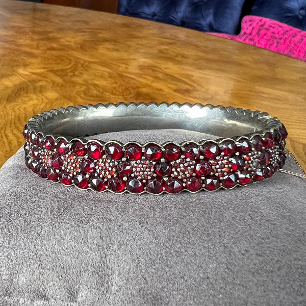 Victorian Bohemian Garnet Bangle Bracelet sold by Doyle and Doyle an antique and vintage jewelry boutique