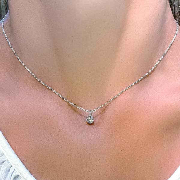 Fancy Basket Diamond Solitaire Pendant, in 18k white gold, from the Heirloom by Doyle & Doyle Collection