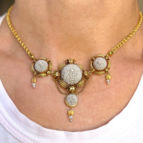 Early Victorian Seed Pearl Necklace