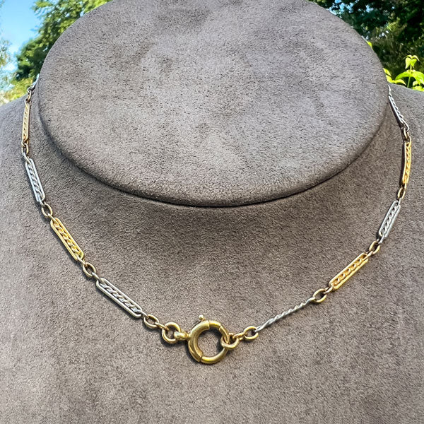 Vintage Two-toned Watch Chain sold by Doyle and Doyle an antique and vintage jewelry boutique