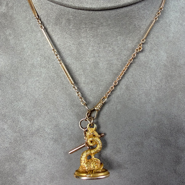 Victorian Gold Dolphin Watch Fob Seal, sold by Doyle & Doyle antique and vintage jewelry boutique