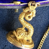 Victorian Gold Dolphin Watch Fob Seal, sold by Doyle & Doyle antique and vintage jewelry boutique