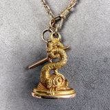 Victorian Gold Dolphin Watch Fob Seal, sold by Doyle & Doyle antique and vintage jewelry boutique
