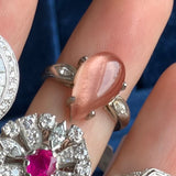Pear Sunstone & Diamond Ring, from Doyle & Doyle vintage and antique jewelry boutique