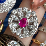 Vintage Ruby & Diamond Cluster Ring, from Doyle & Doyle antique an vintage jewelry boutique
