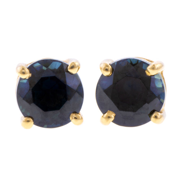 Round Faceted Sapphire Earrings