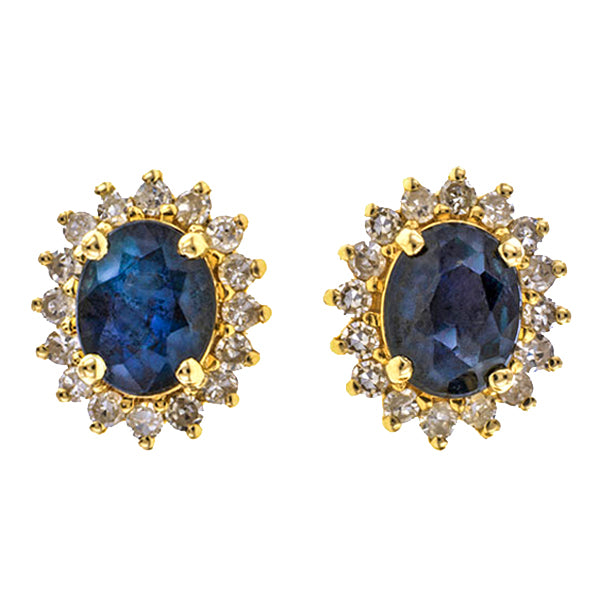 Sapphire & Diamond Frame Earrings sold by Doyle and Doyle an antique and vintage jewelry boutique