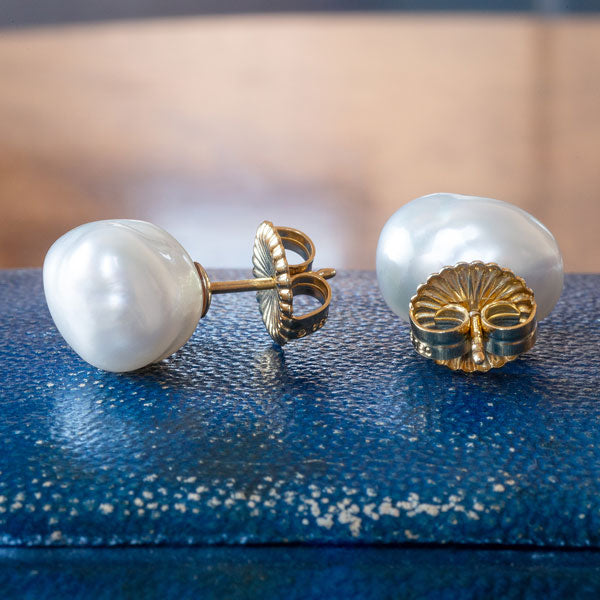 Estate Tiffany & Co. Baroque Pearl Earrings sold by Doyle and Doyle an antique and vintage jewelry boutique