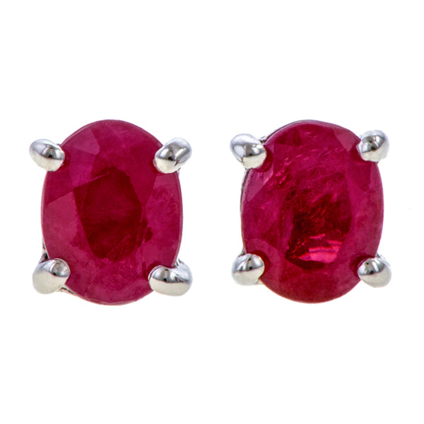 Oval Gemstone Stud Earrings sold by Doyle and Doyle an antique and vintage jewelry boutique
