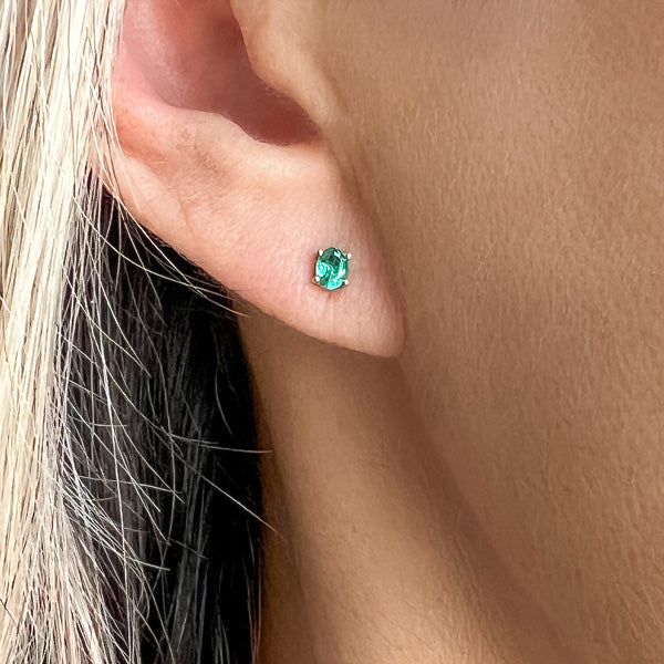 Oval Gemstone Stud Earrings sold by Doyle and Doyle an antique and vintage jewelry boutique
