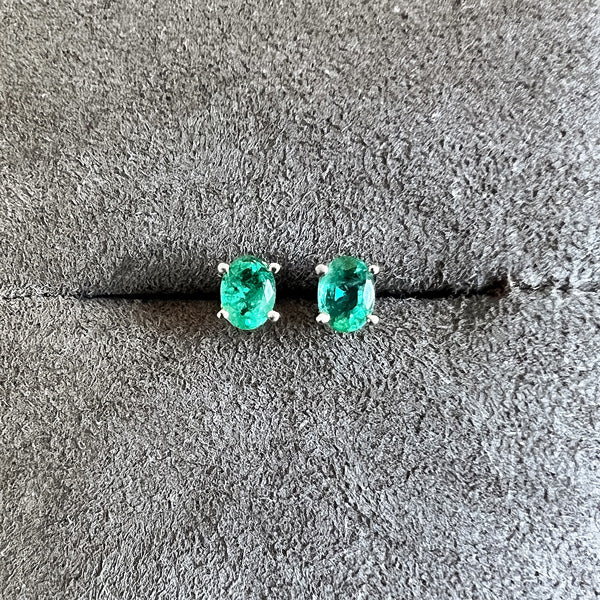 Oval Gemstone Stud Earrings sold by Doyle and Doyle an antique and vintage jewelry boutique