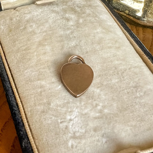 Antique Engraved Heart Lock Charm, sold by Doyle & Doyle an antique and vintage jewelry boutique