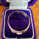 Vintage Moonstone & Garnet Ring sold by Doyle and Doyle an antique and vintage jewelry boutique