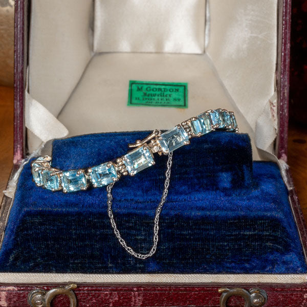 Vintage Aquamarine Bracelet sold by Doyle and Doyle an antique and vintage jewelry boutique
