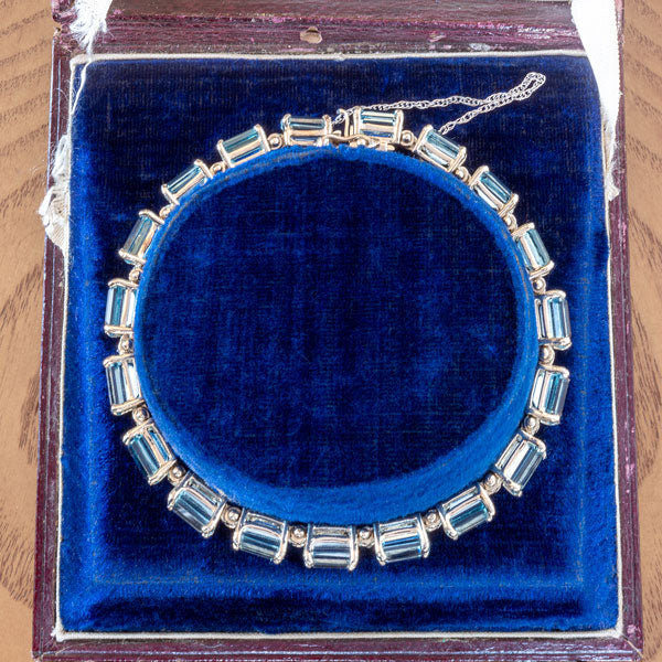 Vintage Aquamarine Bracelet sold by Doyle and Doyle an antique and vintage jewelry boutique
