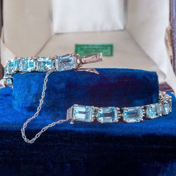 Vintage Aquamarine Bracelet sold by Doyle and Doyle an antique and vintage jewelry boutique