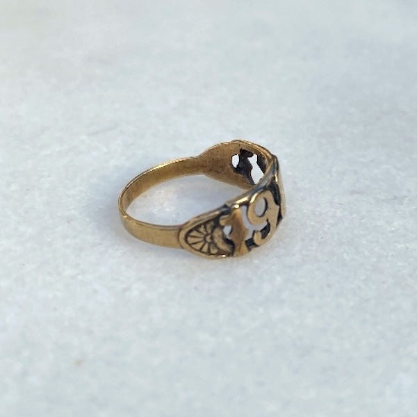 Vintage "1921" Gold Date Ring sold by Doyle & Doyle an antique and vintage jewelry boutique.