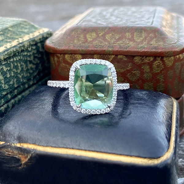 Green Tourmaline & Diamond Ring, sold by Doyle & Doyle antique and vintage jewelry boutique