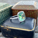 Green Tourmaline & Diamond Ring, sold by Doyle & Doyle antique and vintage jewelry boutique