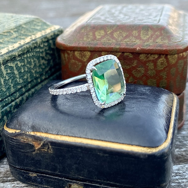 Green Tourmaline & Diamond Ring, sold by Doyle & Doyle antique and vintage jewelry boutique