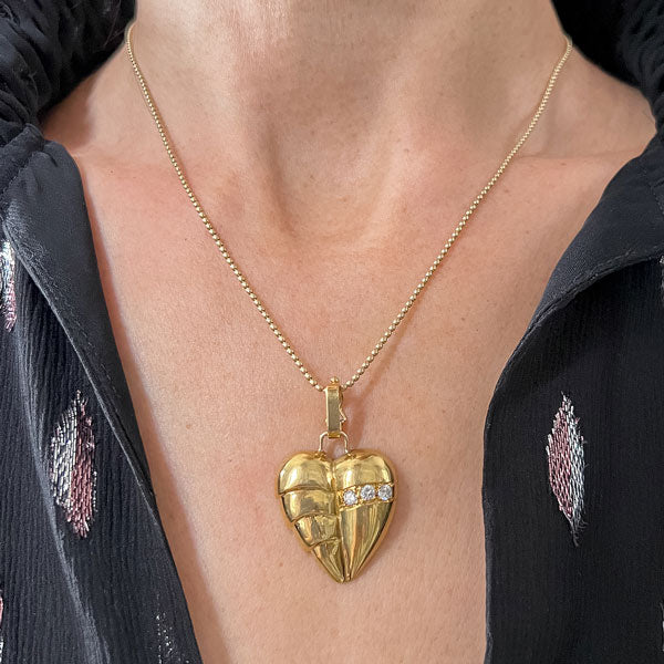 Vintage Diamond Heart Necklace sold by Doyle and Doyle an antique and vintage jewelry boutique