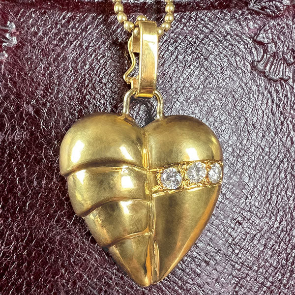 Vintage Diamond Heart Necklace sold by Doyle and Doyle an antique and vintage jewelry boutique