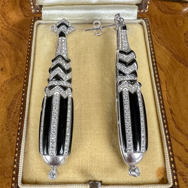 Estate Onyx & Diamond Earrings sold by Doyle and Doyle an antique and vintage jewelry boutique