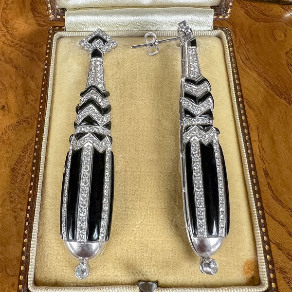 Estate Onyx & Diamond Earrings sold by Doyle and Doyle an antique and vintage jewelry boutique