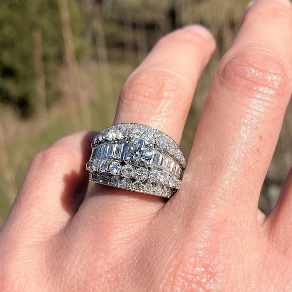 Vintage Wide Diamond Ring, sold by Doyle & Doyle antique and vintage jewelry boutique