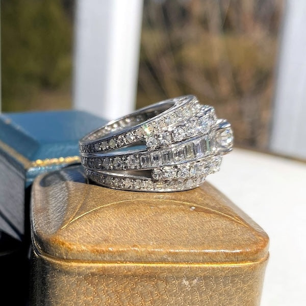 Vintage Wide Diamond Ring, sold by Doyle & Doyle antique and vintage jewelry boutique