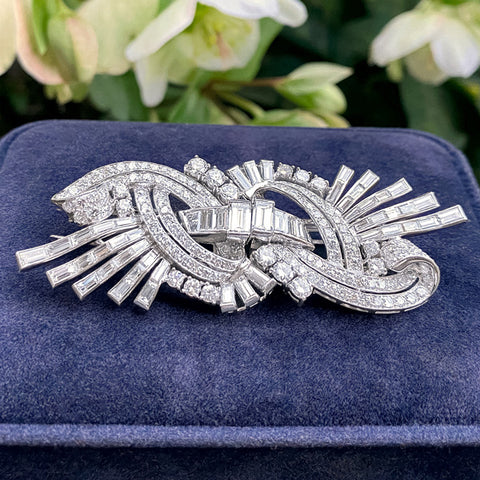 Art Deco Diamond Double Clip Brooch sold by Doyle and Doyle an antique and vintage jewelry boutique