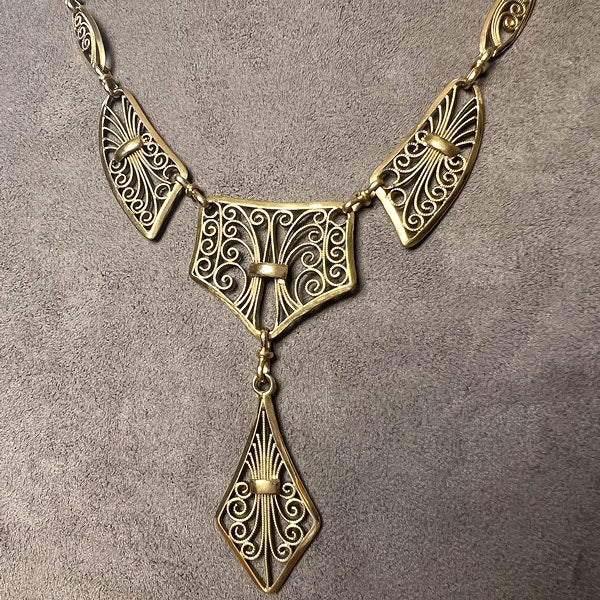 Antique French Filigree Gold Necklace, from Doyle & Doyle antique and vintage jewelry boutique