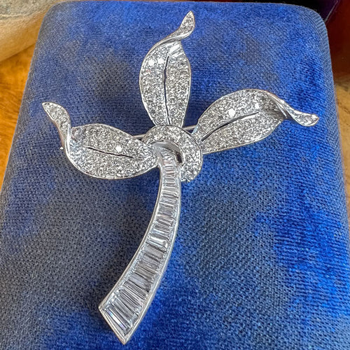 Vintage Diamond Leaf Brooch sold by Doyle and Doyle an antique and vintage jewelry boutique