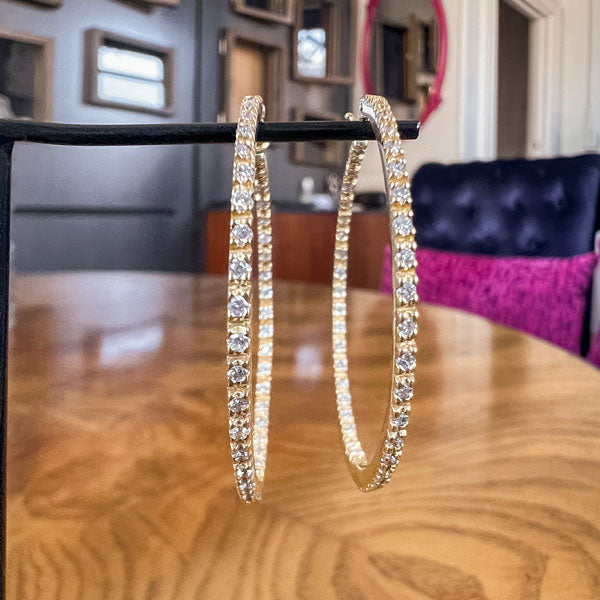 Vintage Diamond Hoop Earrings sold by Doyle and Doyle an antique and vintage jewelry boutique
