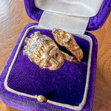 Vintage Lion Ruby & Diamond Bypass Ring sold by Doyle and Doyle an antique and vintage jewelry boutique